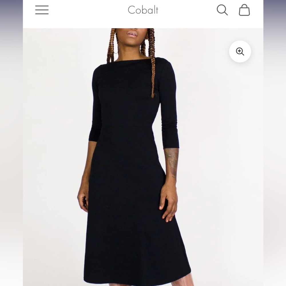 Best selling Cobalt Street 3/4 sleeve boatneck mid-calf flared dress black small